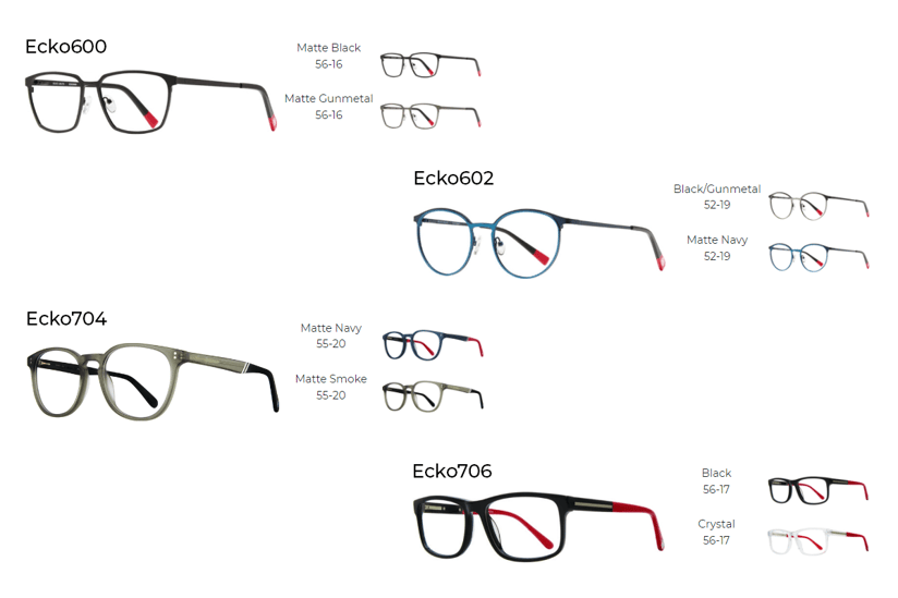 A wide variety of Ecko frames from EyeQ are now available to order at IcareLabs