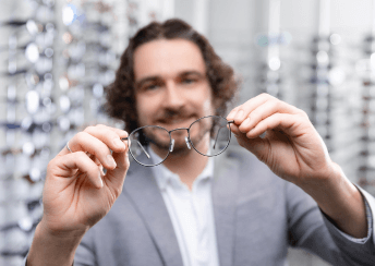 First time progressive lens wearer picking out his glasses