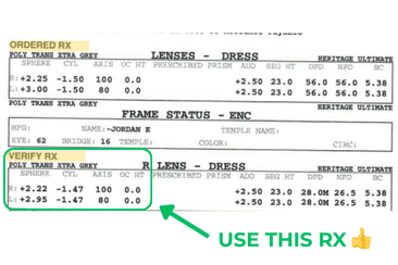 How to read your prescription with a compensated Rx-1