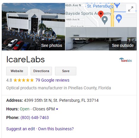 IcareLabs google contact card