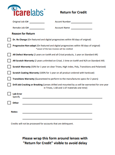 MyICL Credit Form