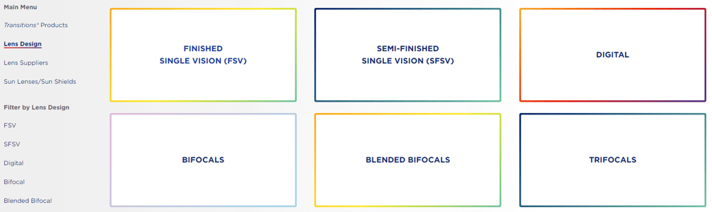 Transitions Lens Designs section