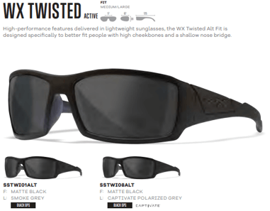 Twisted Wiley X frame Alternative Fit collection