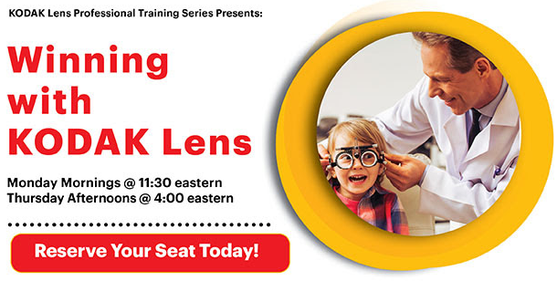 Save your seat for weekly Kodak Lens training