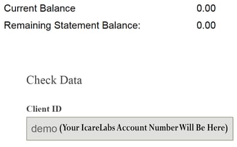 myIcareLabs eCheck Account Balance