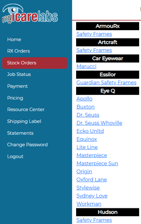 Frame vendor collections available on myIcareLabs.