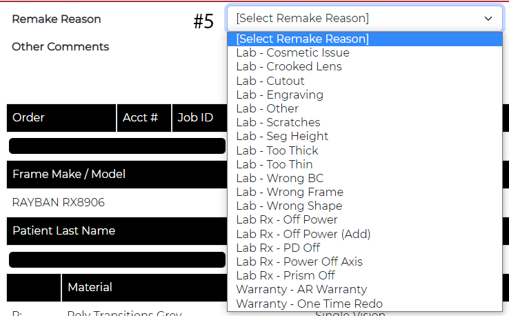 Selecting a remake option on myICL