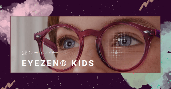 Children wearing the new Eyezen Kids lenses to enhance vision and block harmful blue light